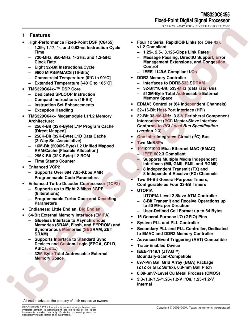 TMS320C6455BGTZA