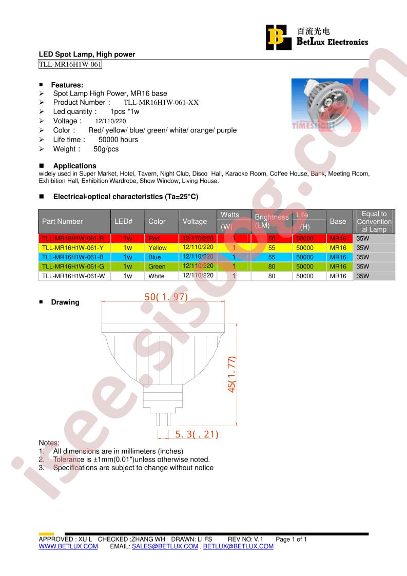 TLL-MR16H1W-061-B