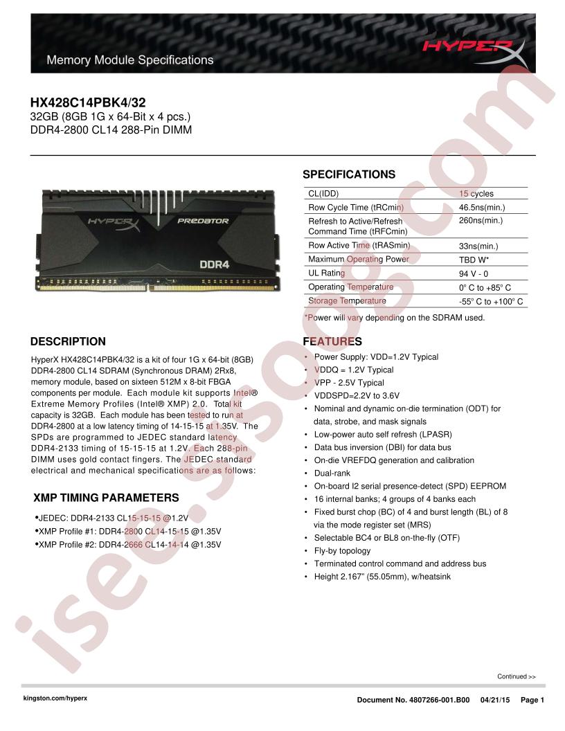 HX428C14PBK4-32