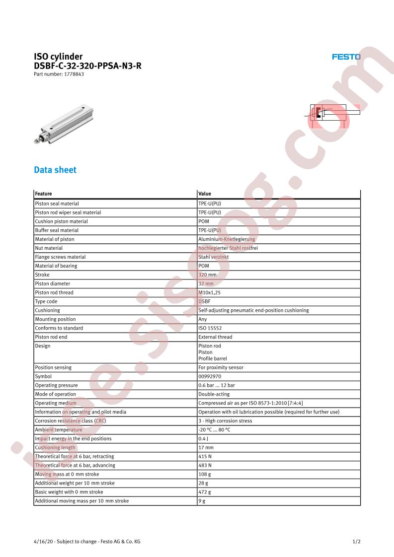 DSBF-C-32-320-PPSA-N3-R