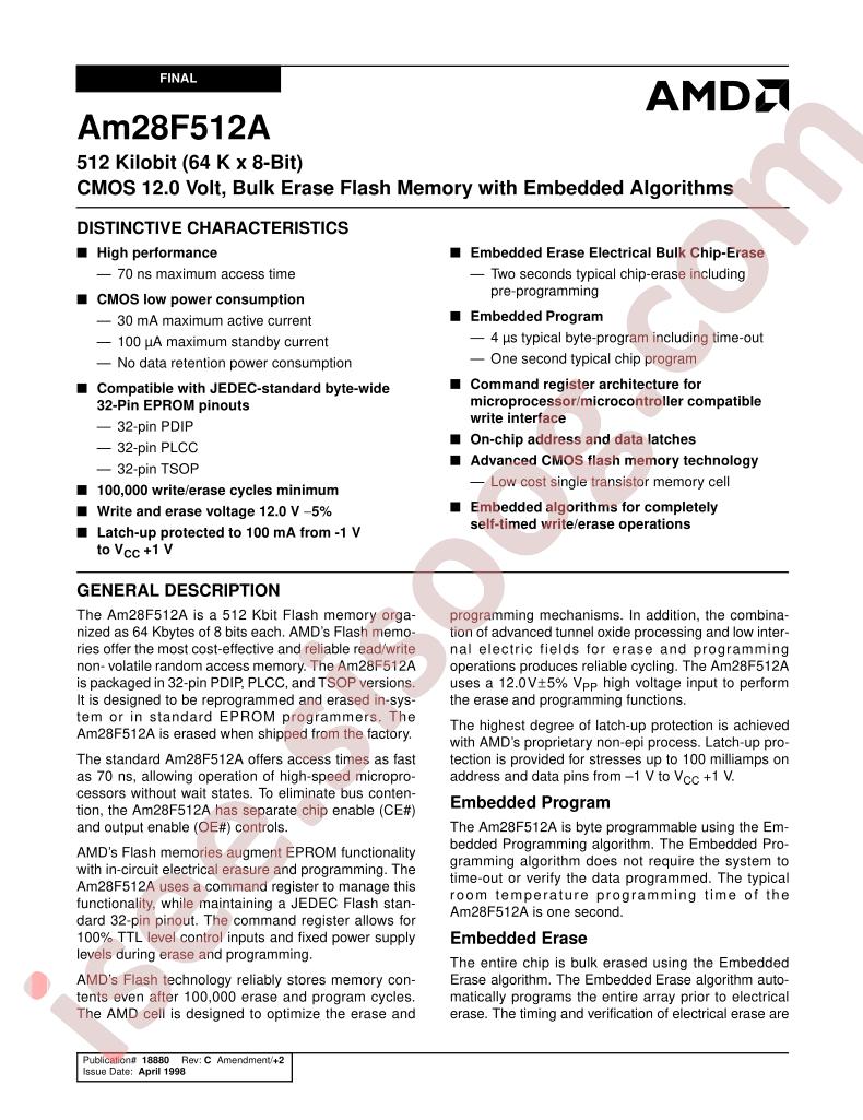 AM28F512A-70EC