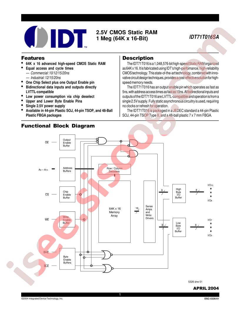 IDT71T016SA