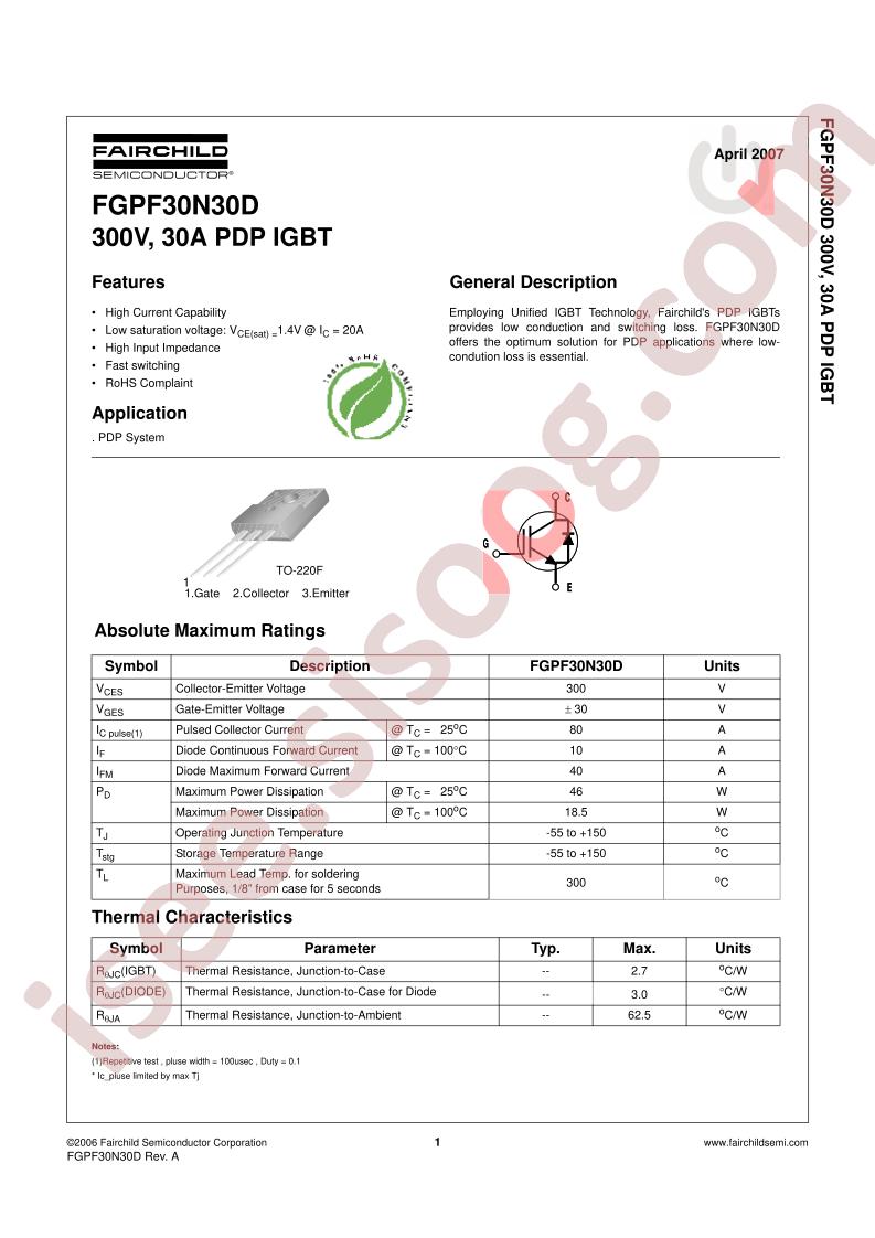 FGPF30N30D