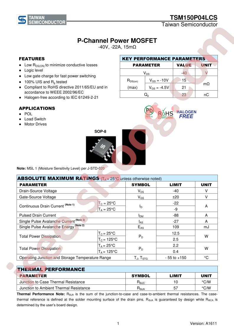 TSM150P04LCS