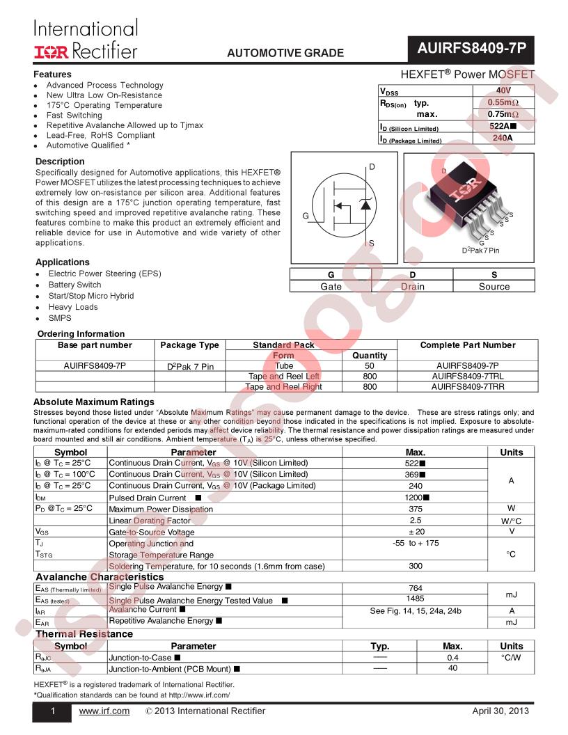 AUIRFS8409-7TRR