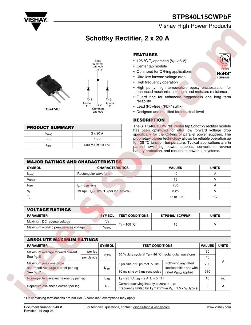 STPS40L15CWPBF