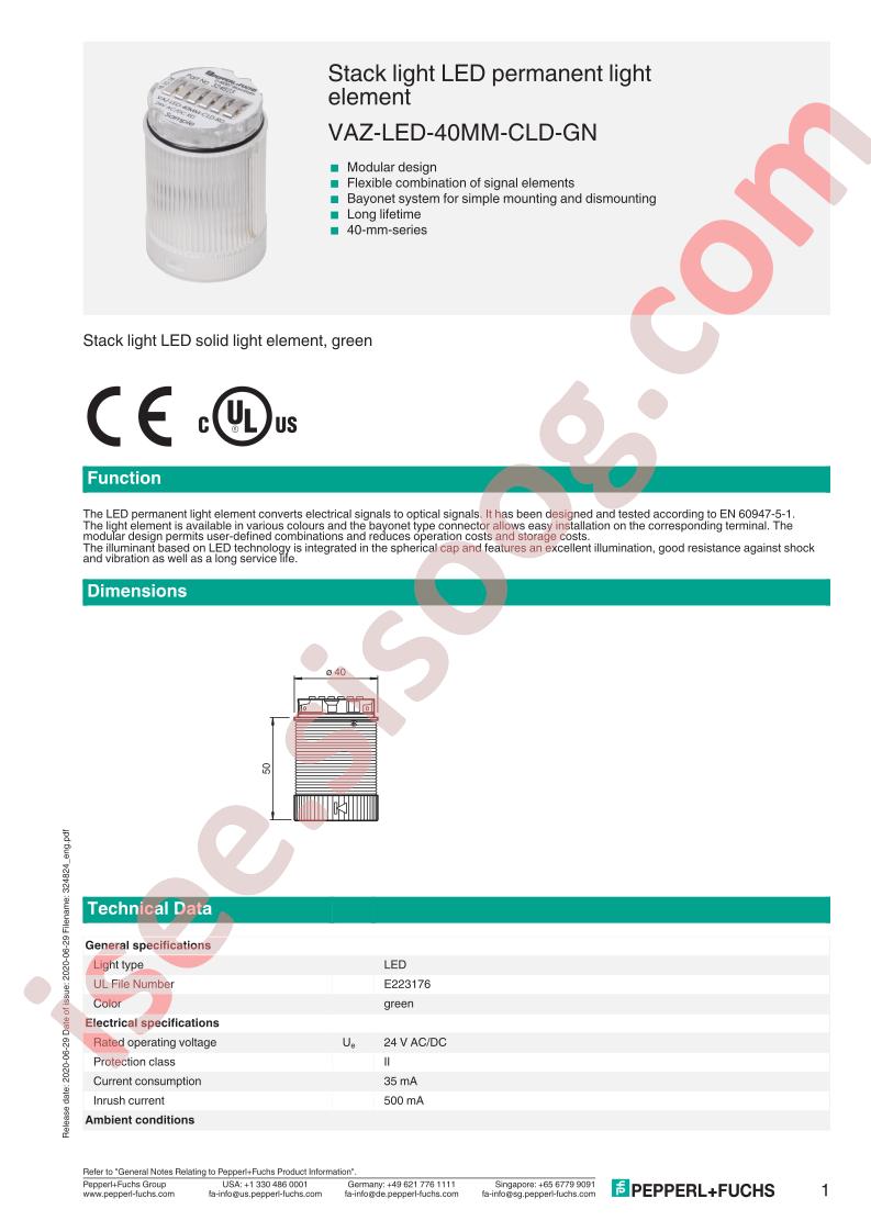 VAZ-LED-40MM-CLD-GN