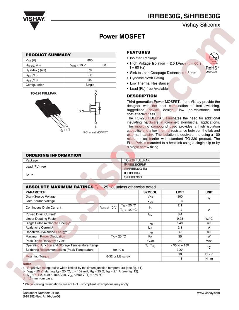 IRFIBE30G