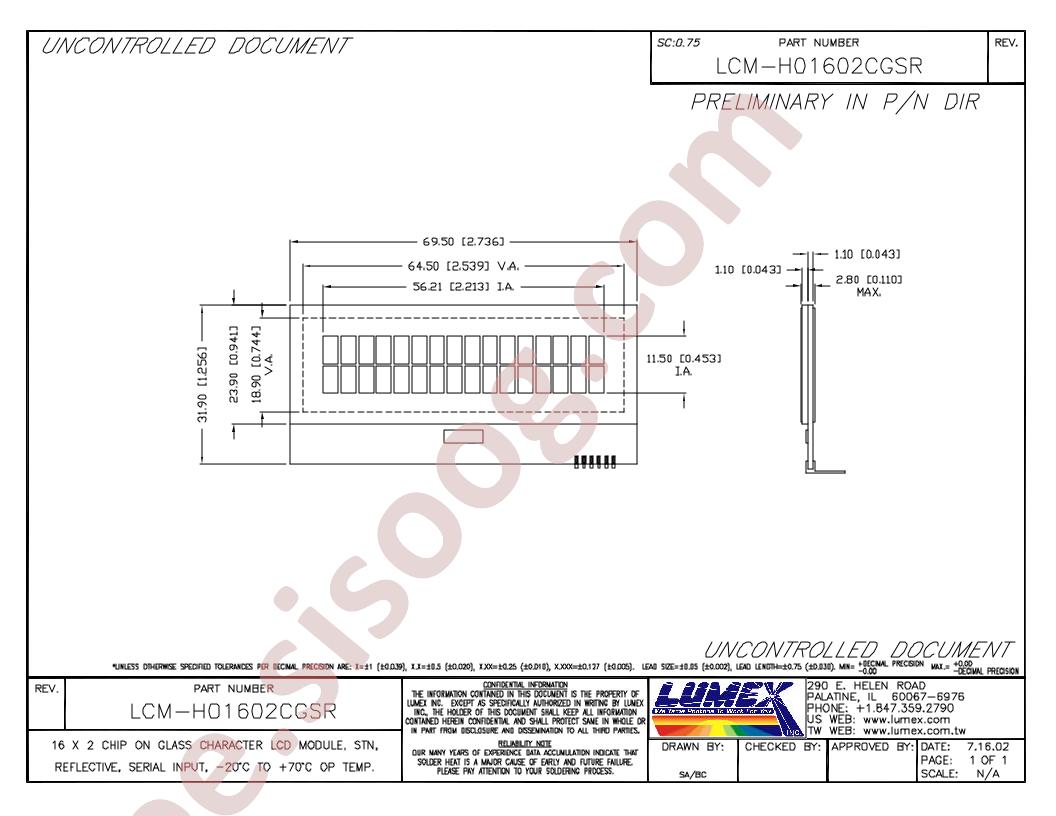 LCM-H01602CGSF