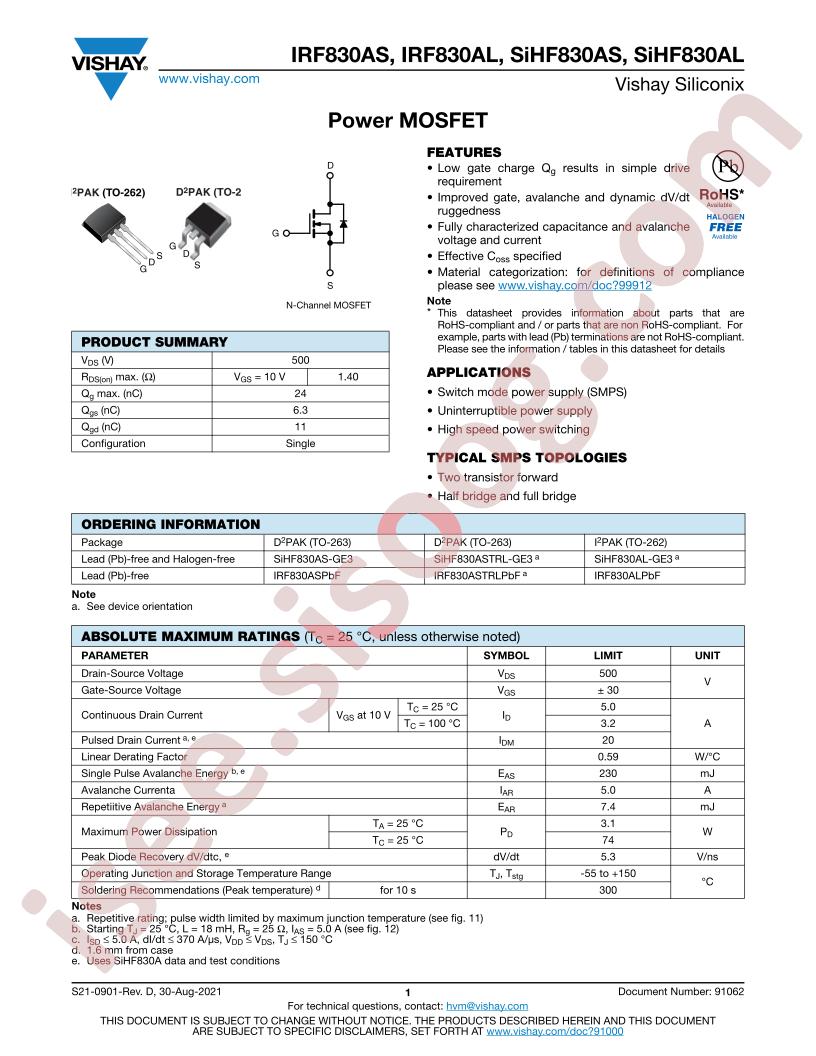 SIHF830AS