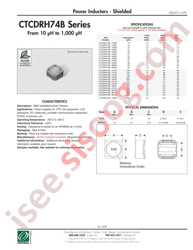 CTCDRH74B-100M