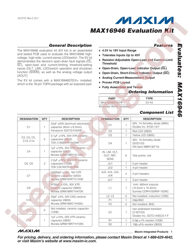 MAX16946EVKIT