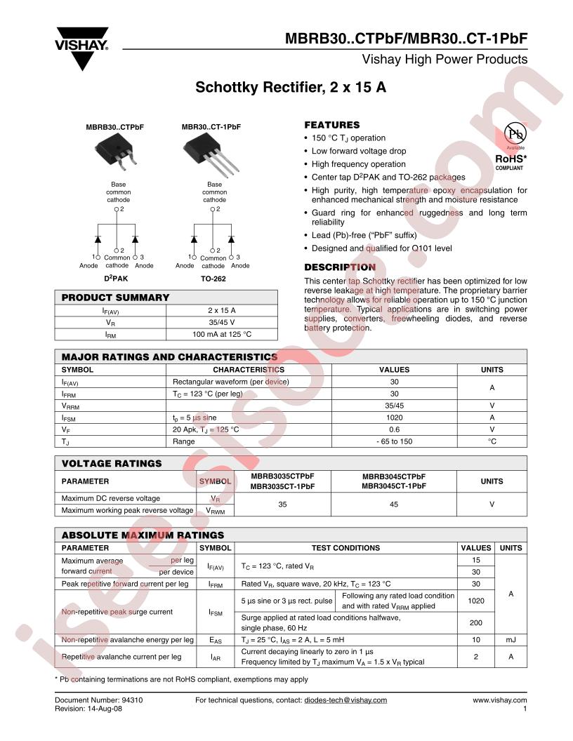 MBR3045CT-1TRLPBF