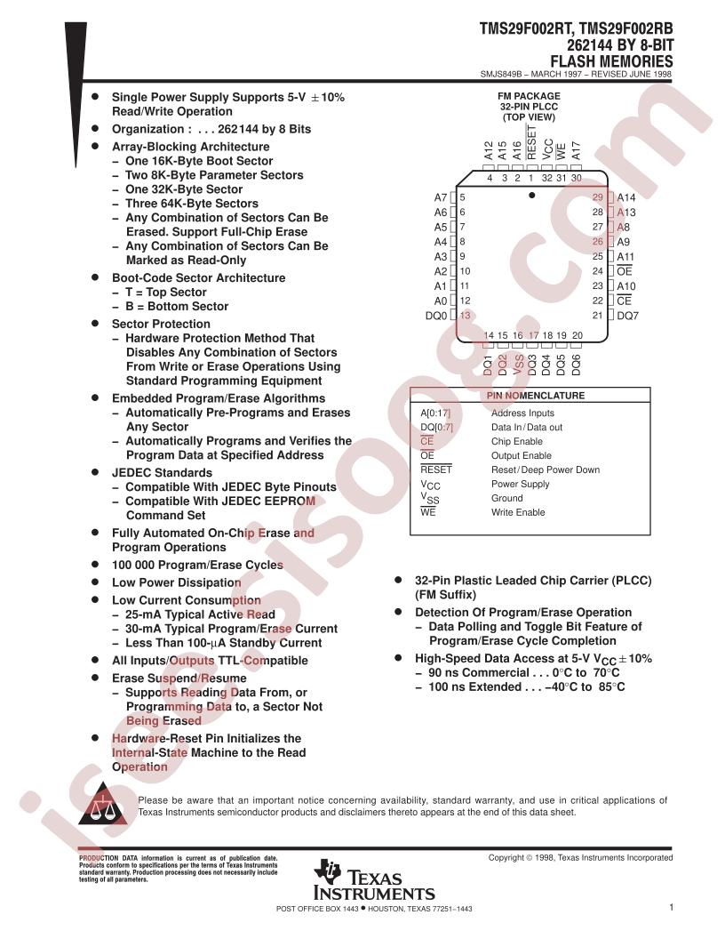 TMS29F002RT