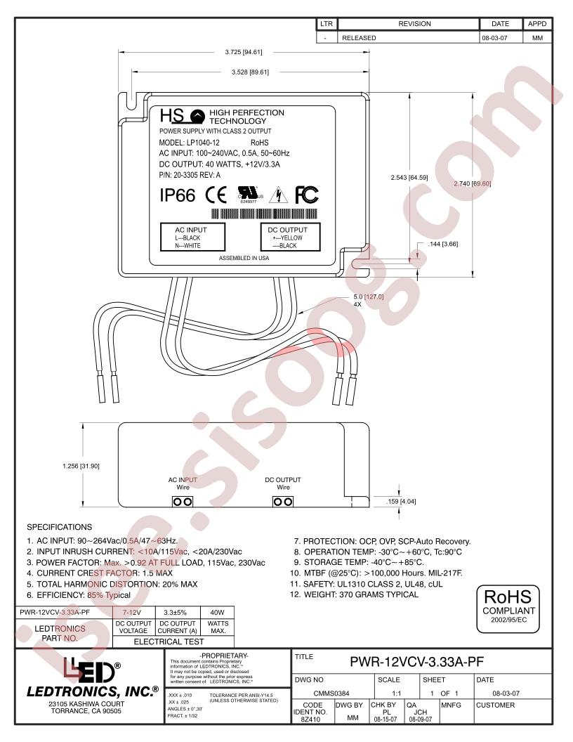 PWR-12VCV-3.33A-PF