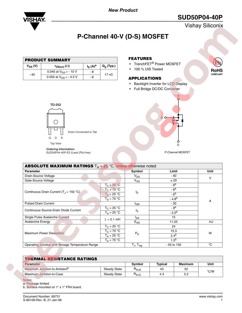 SUD50P04-40P