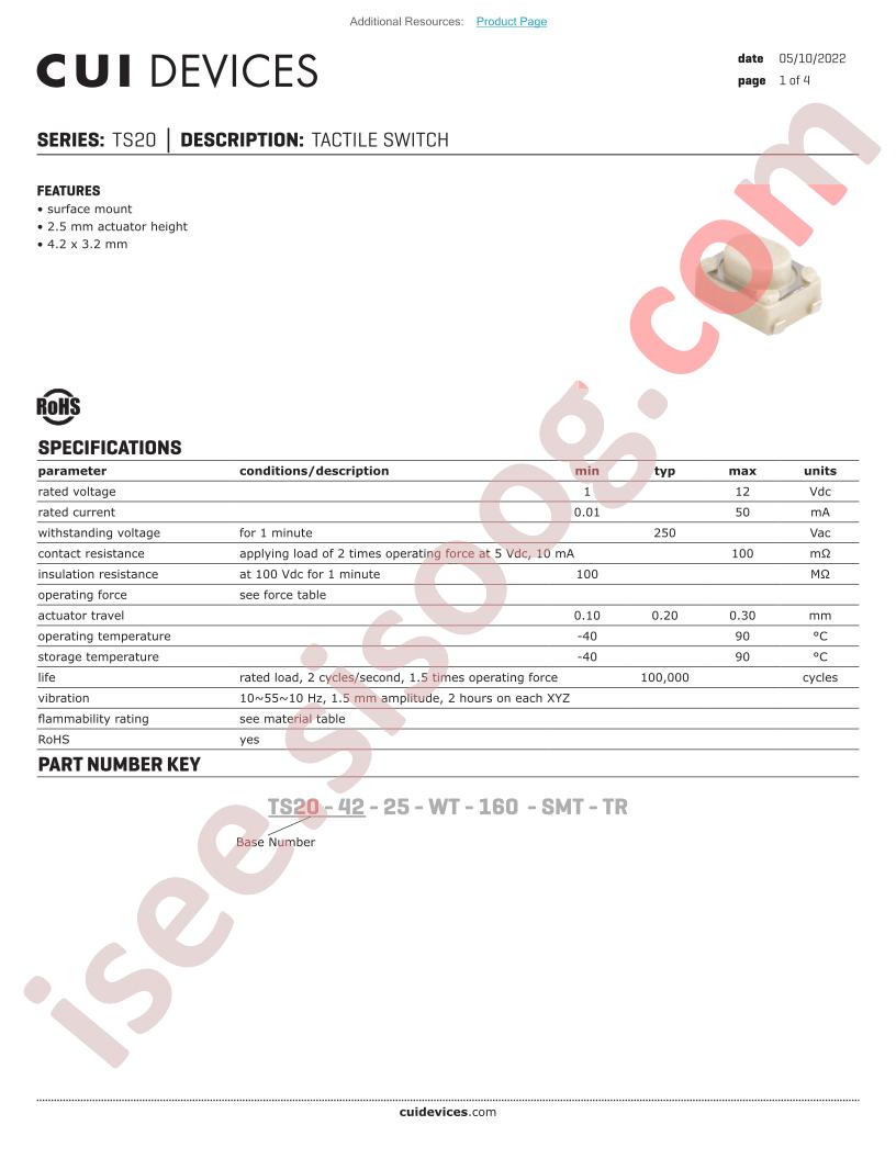 TS20-42-25-WT-160-SMT-TR