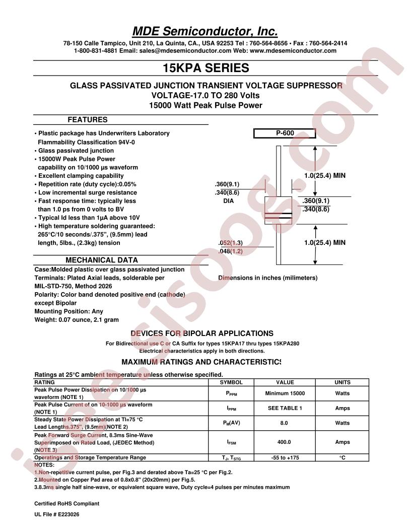 15KPA260A