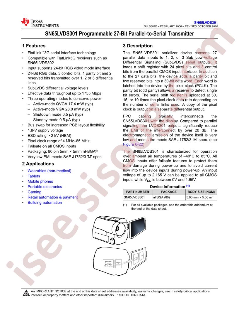 SN65LVDS301ZQE