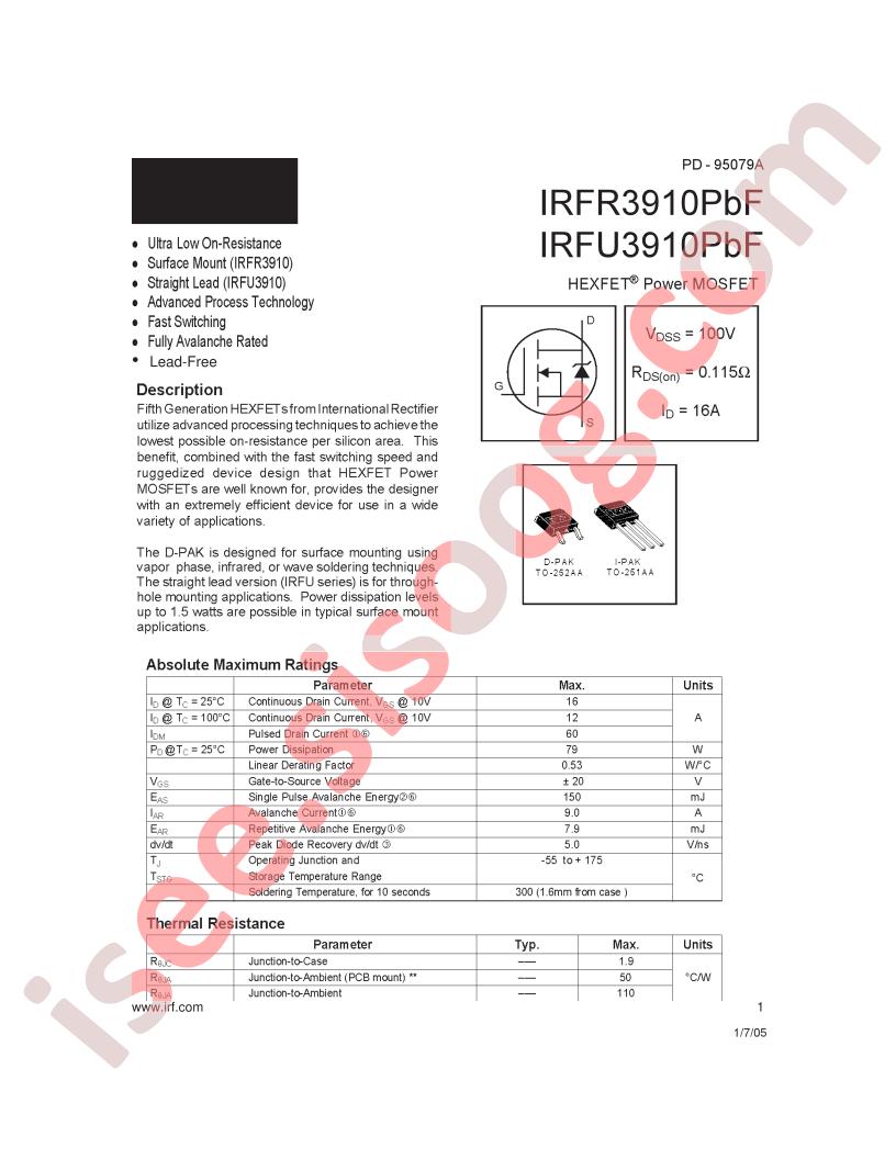 IRFR3910PBF