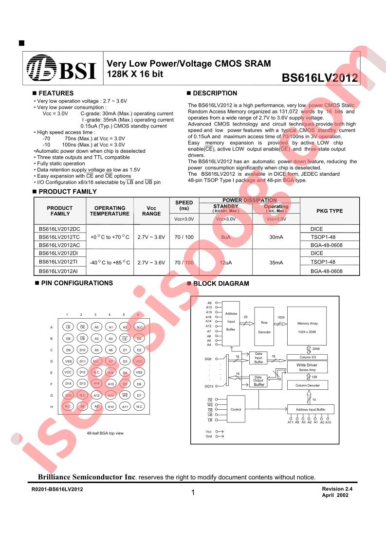 BS616LV2012AI