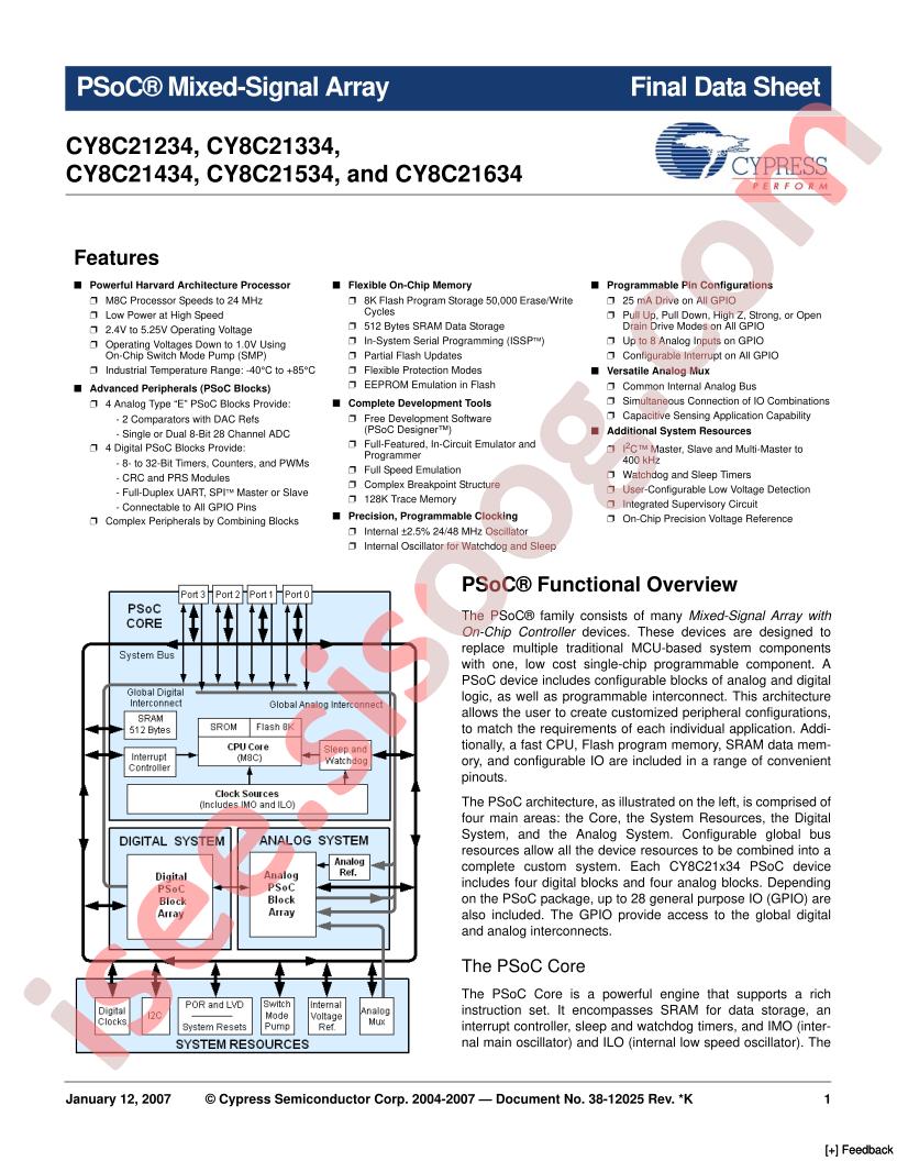 CY8C21634-24LFXI