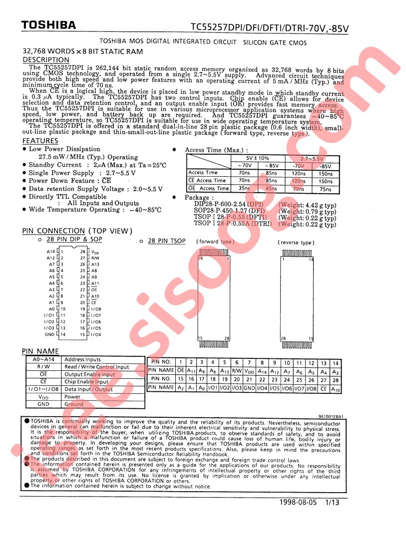 TC55257DPI-85V