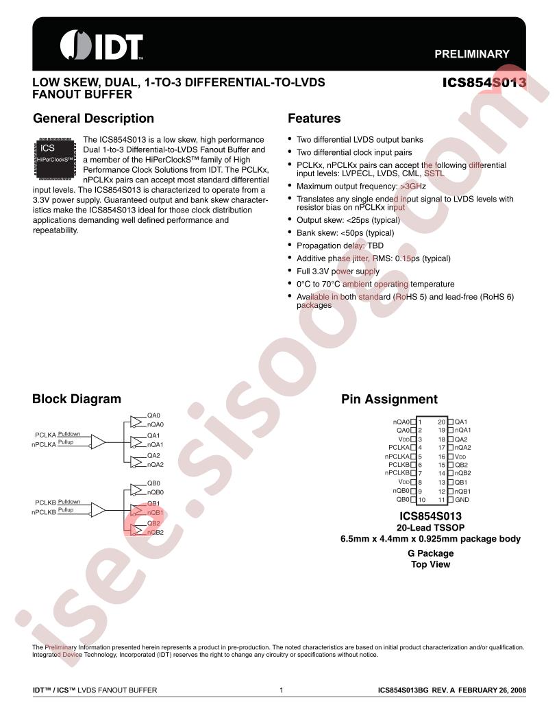 ICS854S013BGLF