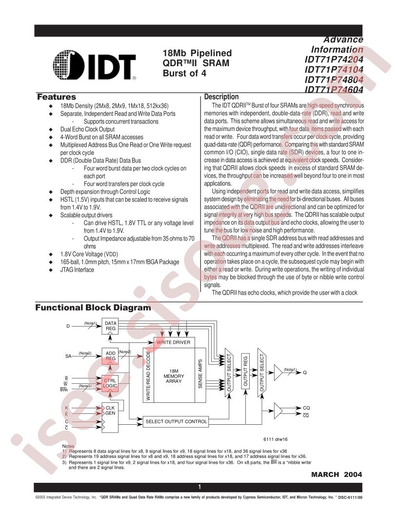 IDT71P74104S300BQ