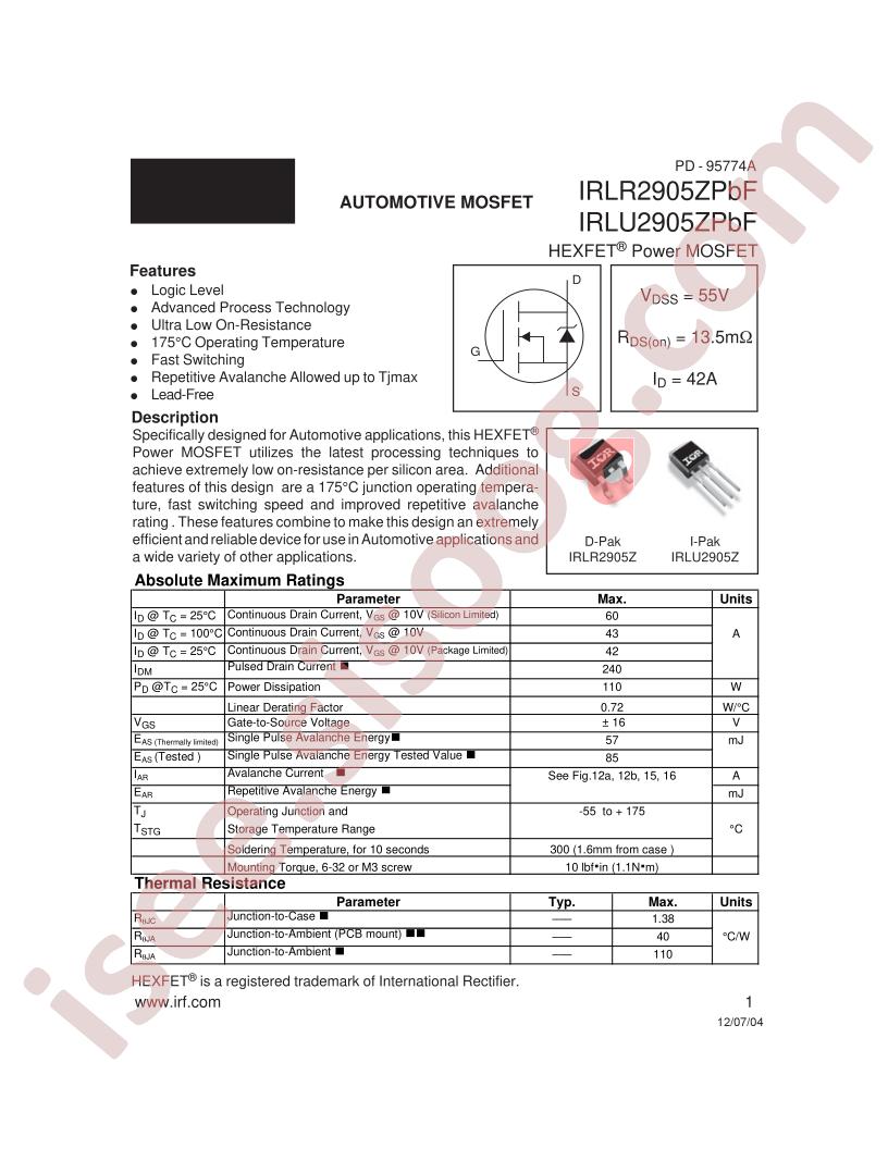 IRLU2905ZPBF