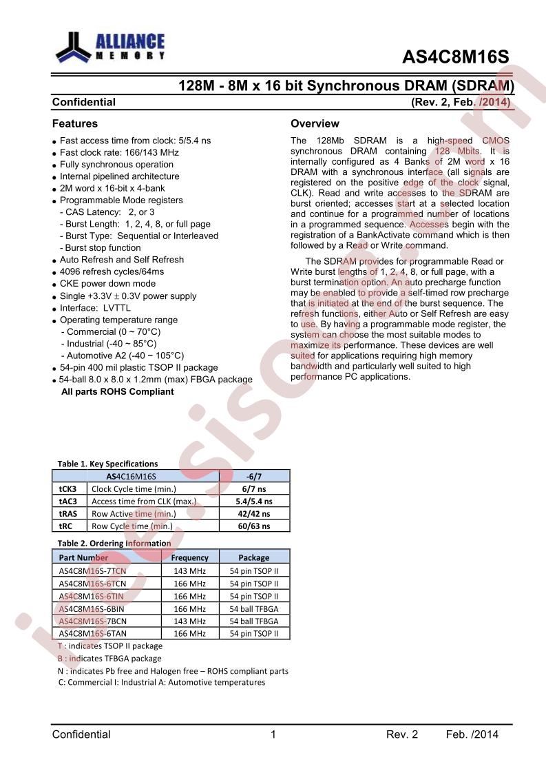 AS4C8M16S-7BCN