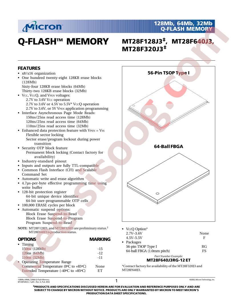 MT28F320J3FS-12ET