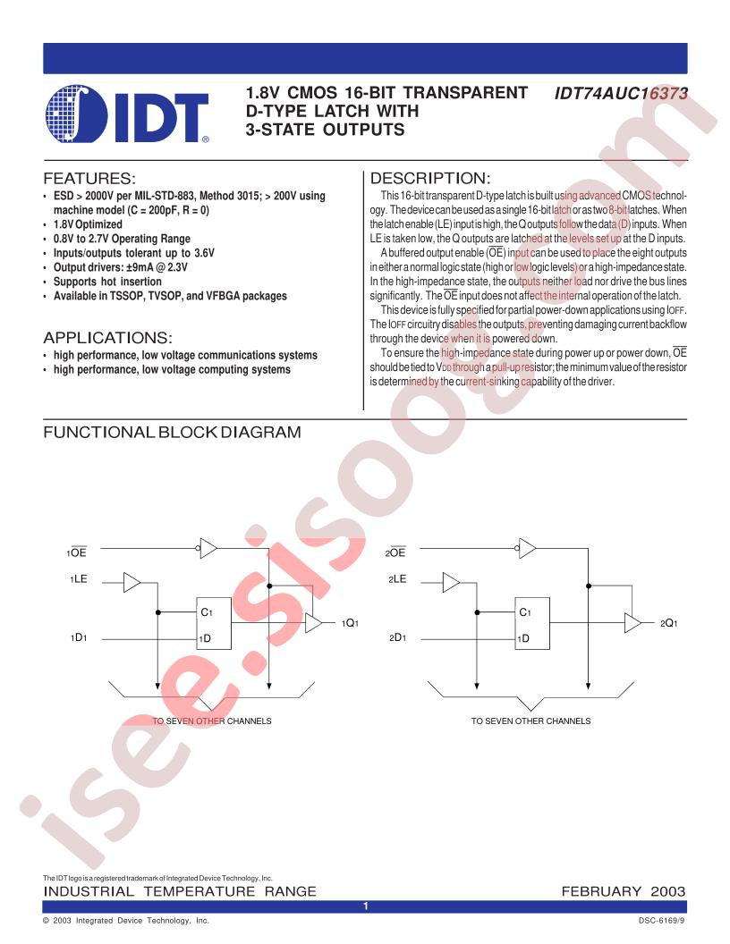 IDT74AUC16373PFI