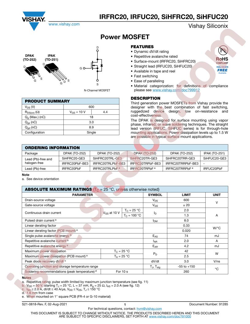 IRFRC20PBF-BE3