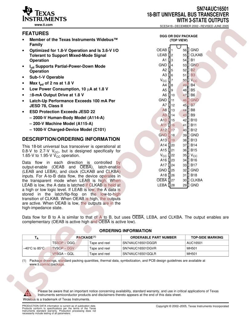 SN74AUC16501