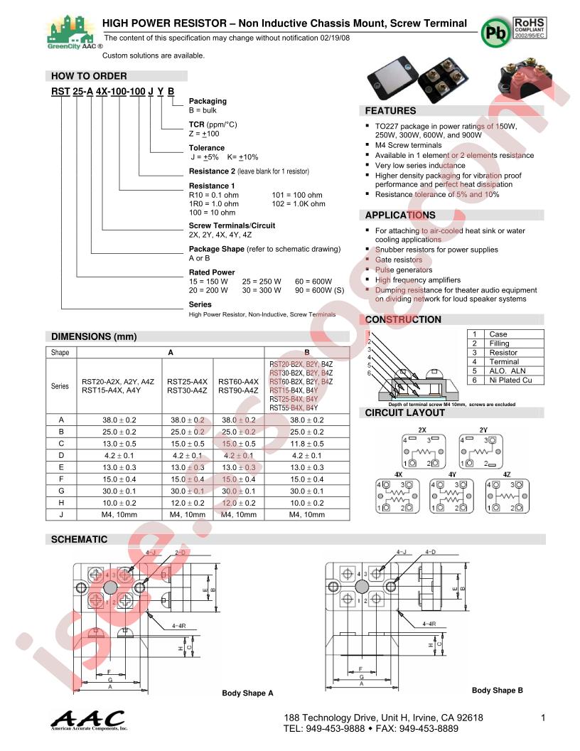 RST15-B4Y-100-R10KZB