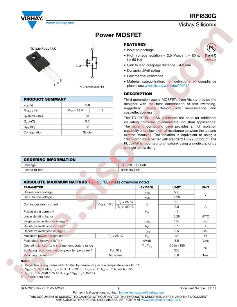 IRFI830GPBF
