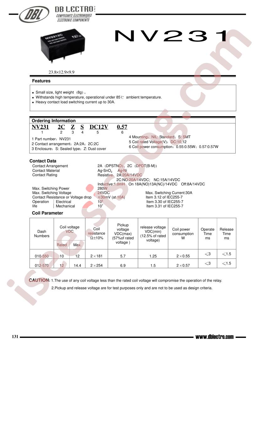 NV2312ASNILDC12V0.57