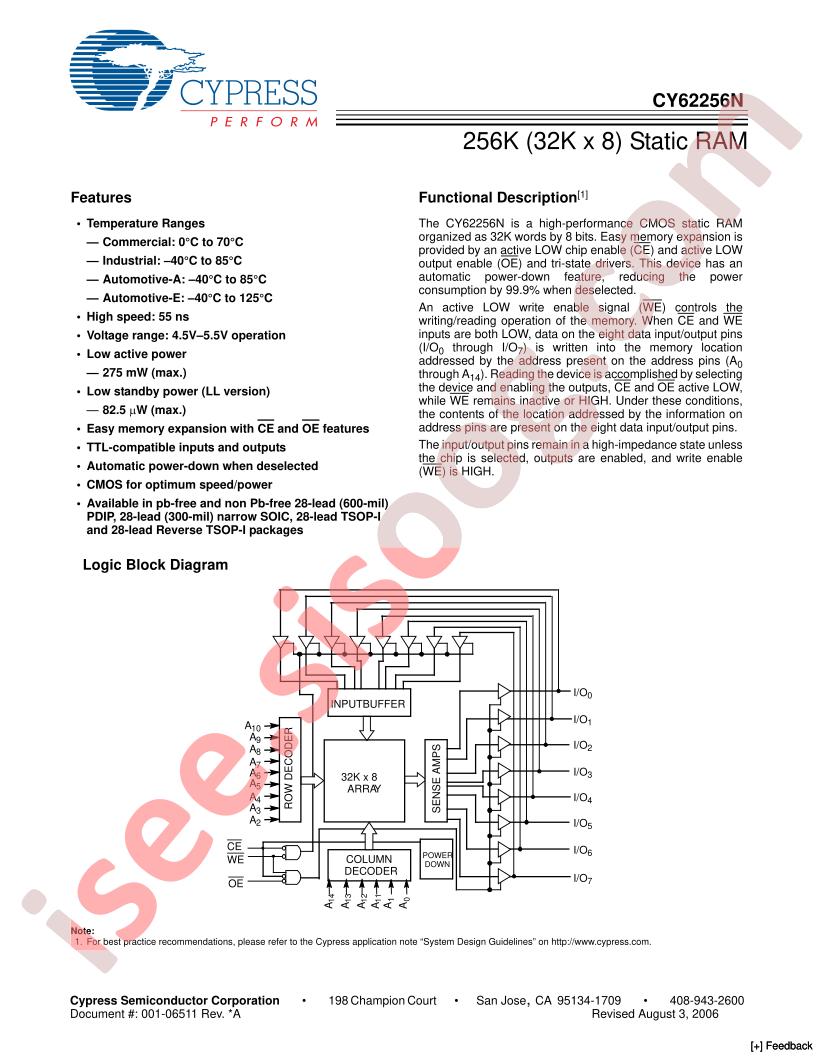 CY62256NL-70PXC