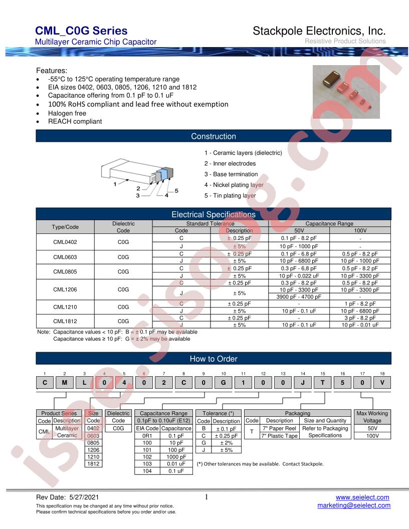 CML0805C0G103BT100V
