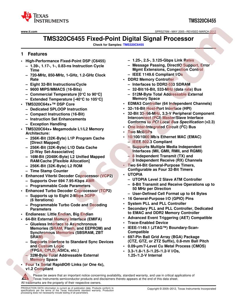 TMS320C6455BZTZ8