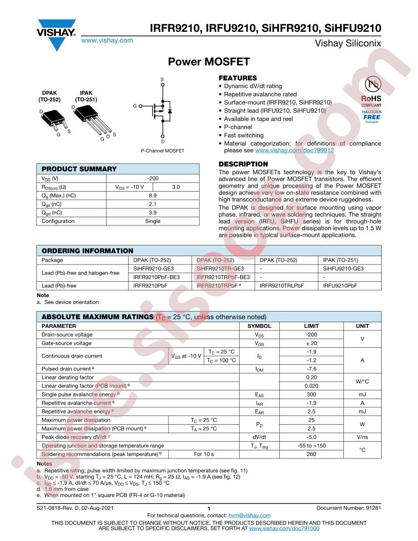 IRFR9210PBF-BE3