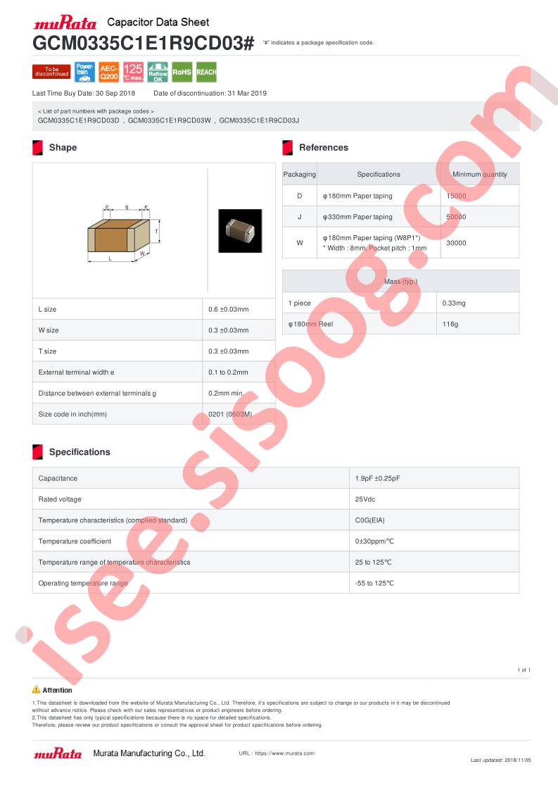 GCM0335C1E1R9CD03