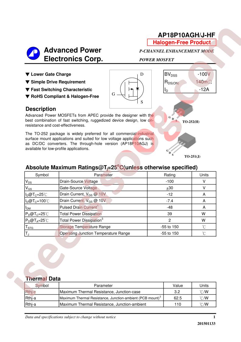 AP18P10AGH-HF