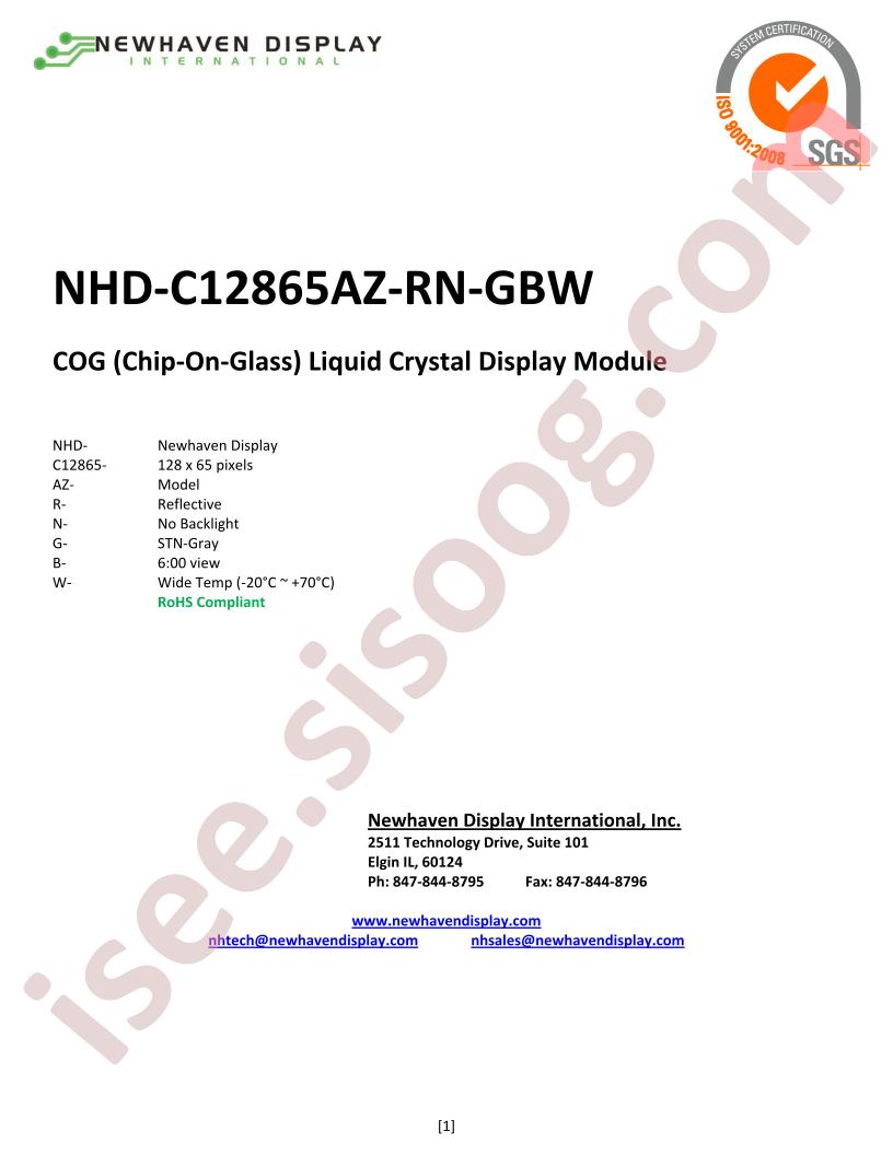 NHD-C12865AZ-RN-GBW