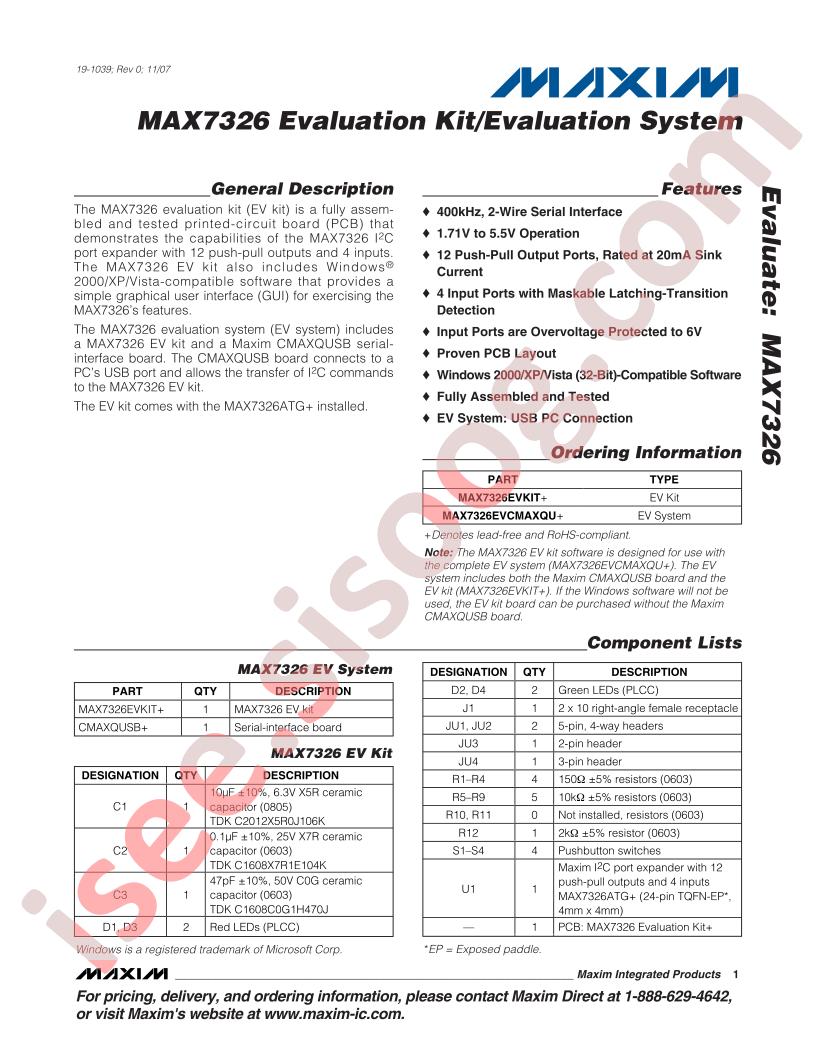 MAX7326EVCMAXQU+