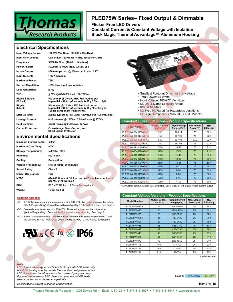 PLED75W-214-C0350-XX