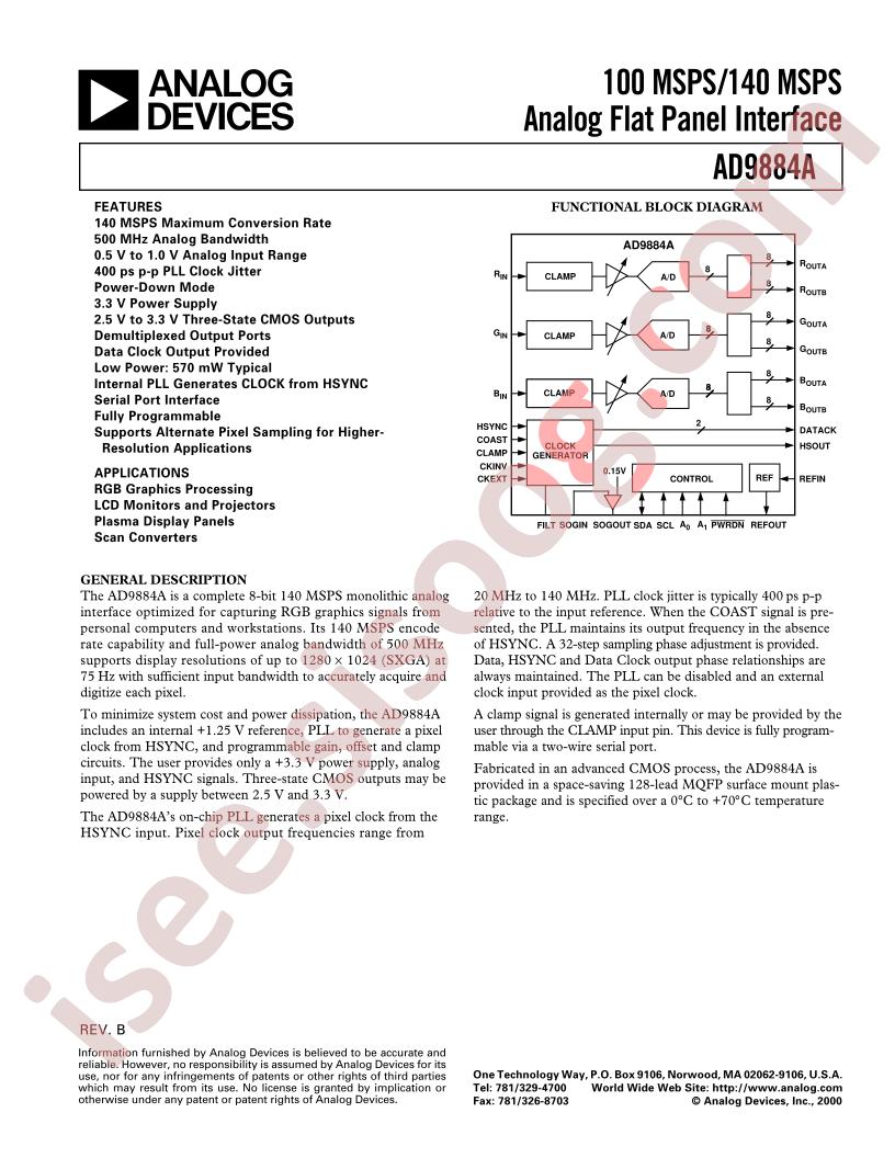 AD9884AKS-100