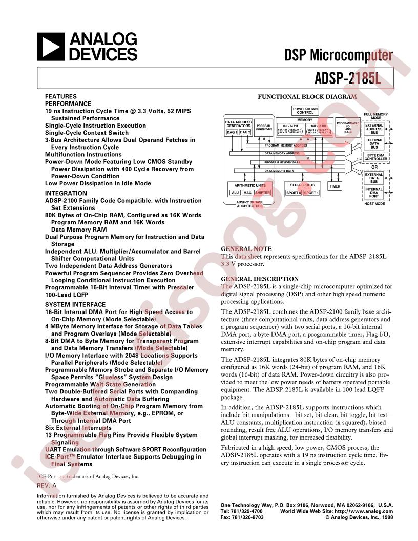 ADSP-2185LKST-210