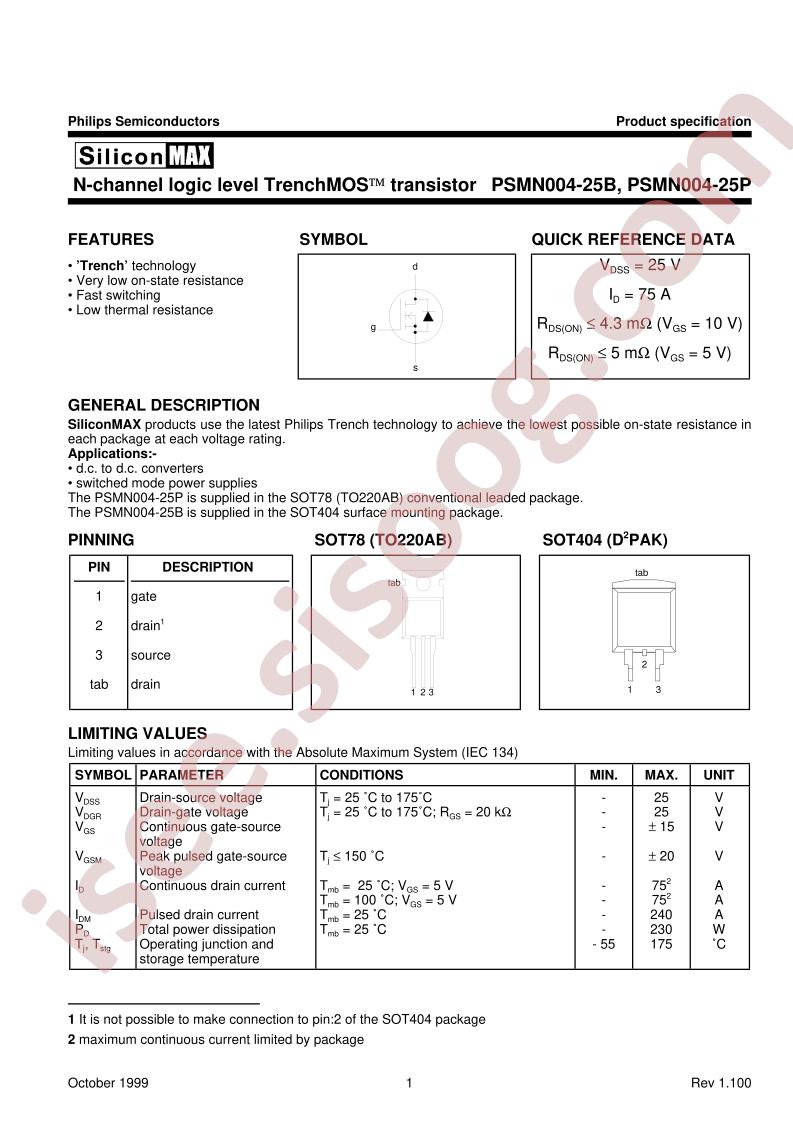 PSMN004-25B